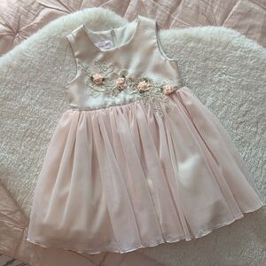 Bonnie Baby | Metallic Cream and Pink Floral Dress | 18M